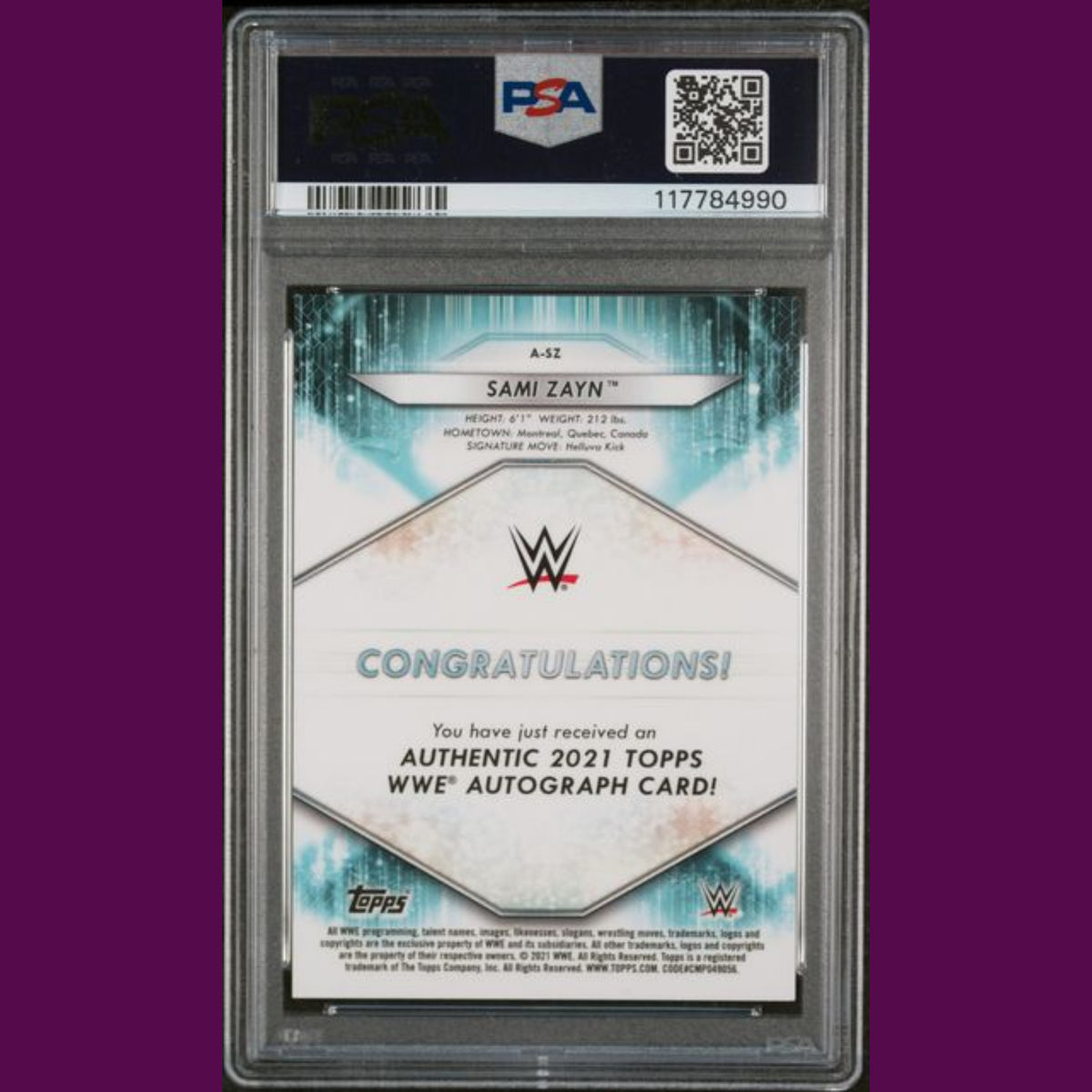 2021 TOPPS WWE ROSTER AUTOGRAPH #ASZ SAMI ZAYN ROSTER AUTOGRAPH-BLUE
