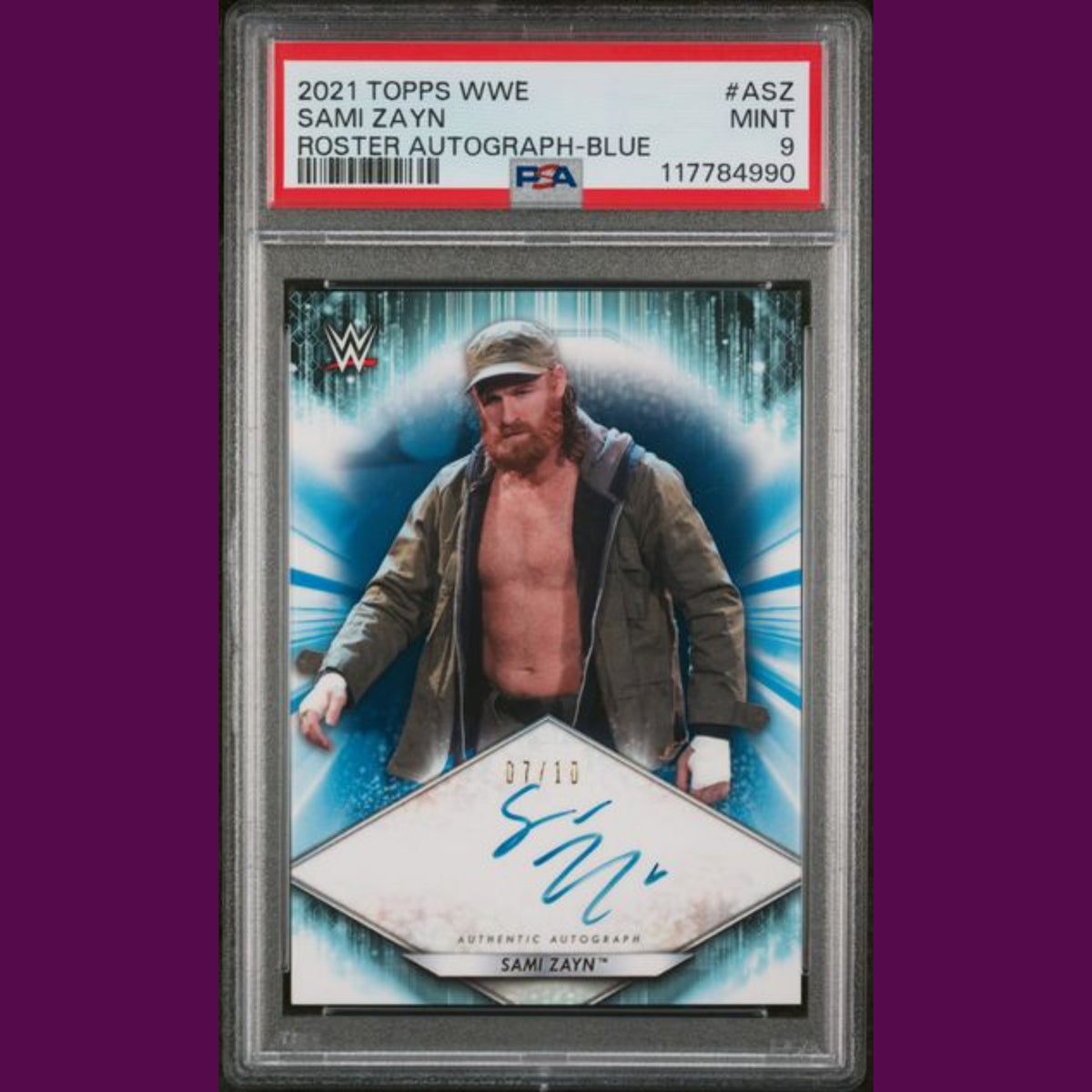 2021 TOPPS WWE ROSTER AUTOGRAPH #ASZ SAMI ZAYN ROSTER AUTOGRAPH-BLUE