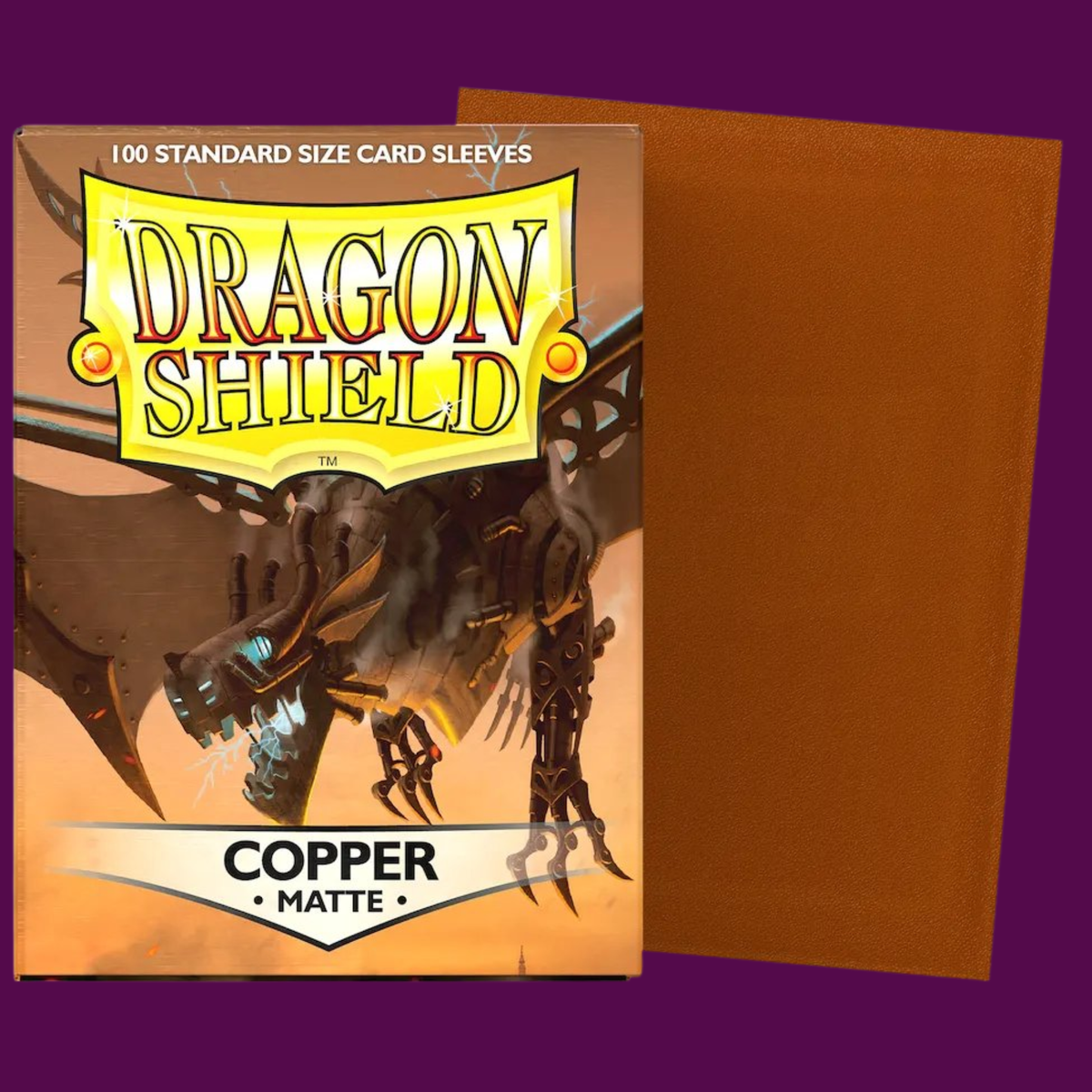 Dragon shield 100 standard size cards sleeves copper matte